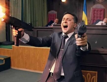 Volodymyr Zelensky в ролі президента у серіалі Слуга Народа.