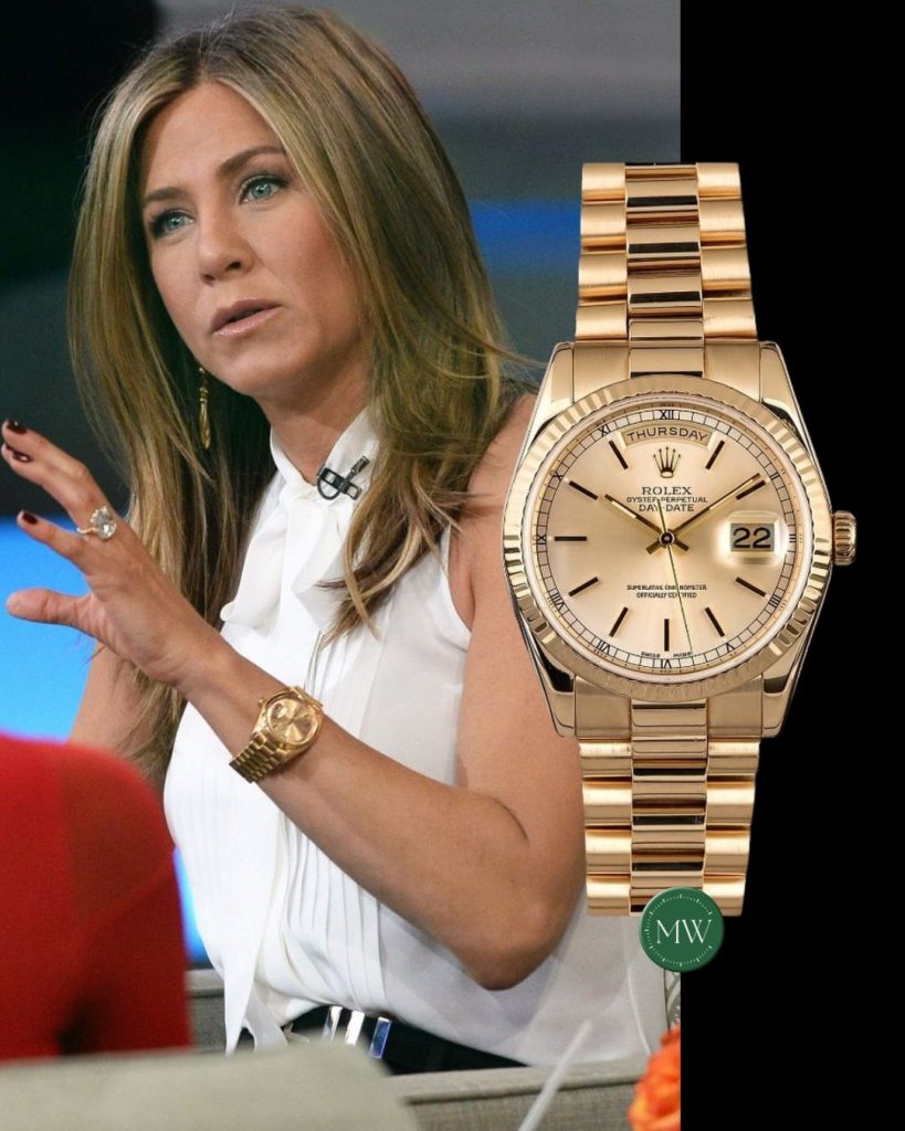Дженніфер Еністон годинник стиль Rolex Day Date