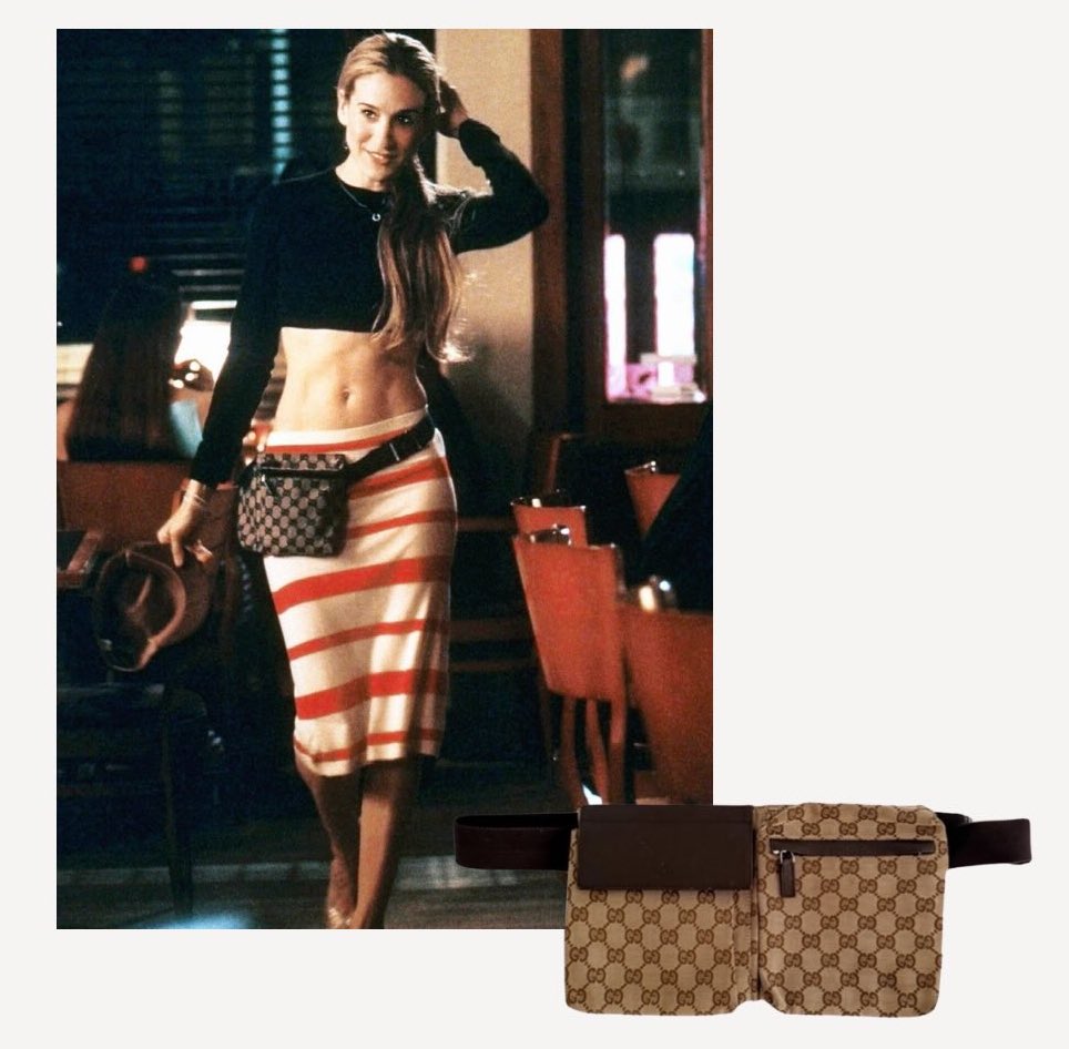 Стиль Керрі Бредшоу з “Sex and the City” Gucci Classic Print Belt Bag Сара Джессіка Паркер Стиль Керрі Бредшоу з “Sex and the City” Gucci Classic Print Belt Bag Сара Джессіка Паркер